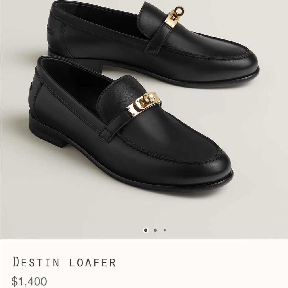 Hermes black Destin Kelly buckle loafers